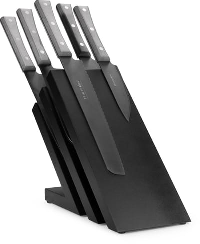 Primecook - Magnetisch messenblok inclusief 6 messen - Beukenhout - Titan Ecoshield beschermlaag - Paperstone handvat