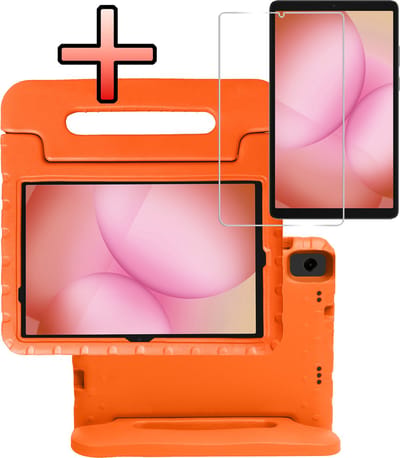 Hoes - Geschikt voor Samsung Galaxy Tab A11 Plus - Met Screenprotector - Kinderhoes Shockproof Bumper - Kidsproof Case - Tablet Hoesje - Kinder Cover - Oranje