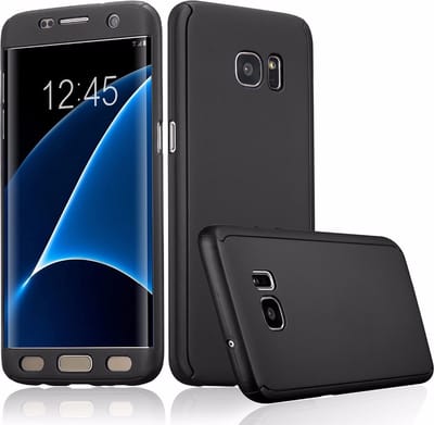 360 bescherming harde hoes + gehard glas voor Samsung Galaxy S7 Edge Zwart