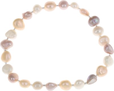 Zoetwater parel armband Seed Bead Pearl Soft Colors - echte parels - multi color - wit - zalm - roze - elastisch - luxe sieraden zakje - parel armband dames - zoetwaterparel - elastisch parel armband