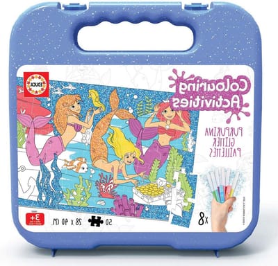 Zeemeerminnenkleuren Puzzel - Kleurpuzzel Kinderen - Creatief Bezig Zijn - Inclusief Viltstiften - 50 Stukjes - Multicolor