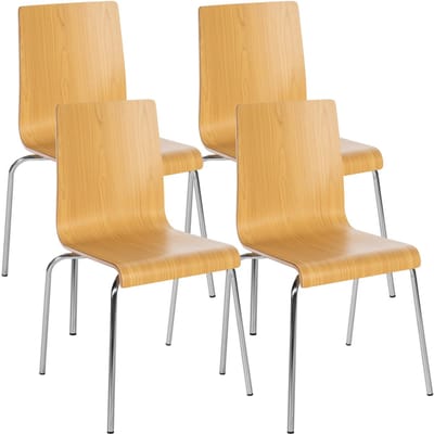 CLP Gahanna Vergaderstoel - Set van 4 - Stapelbaar - 150 kg - Hout/natura