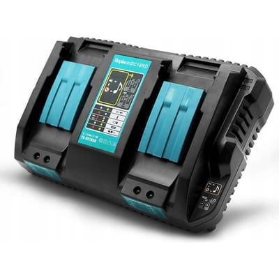 Powerfix Dc18Rd Double Chargeur Pro | Chargeur Double Makita 18V | Led | 4A | 100-240V | Protection Thermique Et Contre Surcharge | Ventilateur |