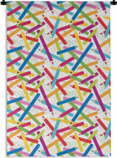 Wandkleed - Wanddoek - Potlood - Patronen - Regenboog - 120x180 cm - Wandtapijt