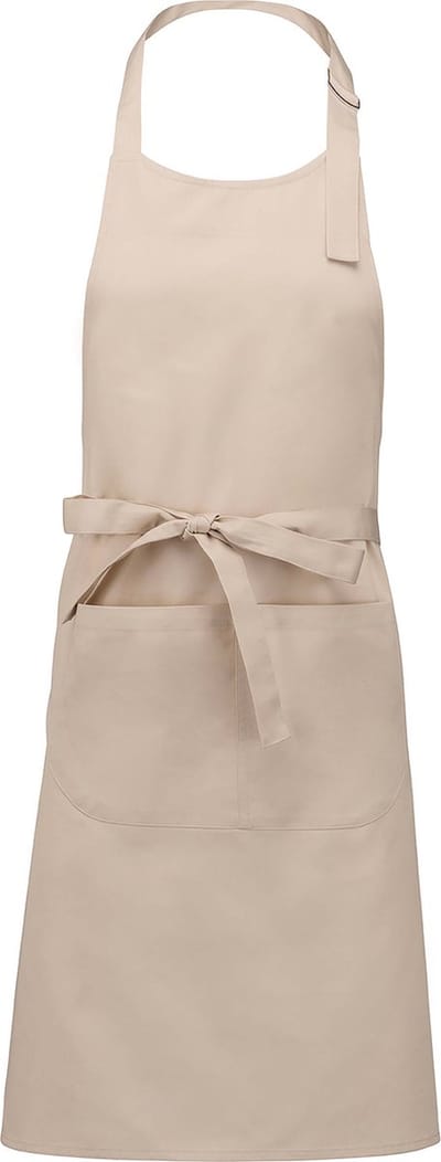 Mijncadeautje - Keukenschort - Kookschort - "Royal Chef" - Beige (Kaki) - blanco - onbedrukt - polyester / katoen - (76 x 90 cm)