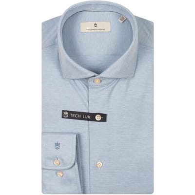 Thomas Maine Overhemd Hyperstretch Mélange Roma Modern Kent Blauw / male
