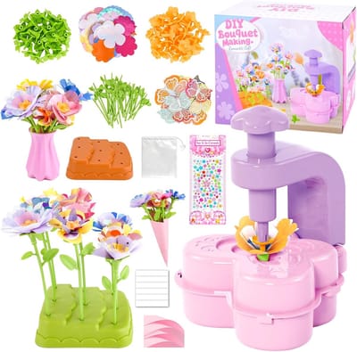 Bloemen,Knutselset met bloemen voor kinderen,knutselspeelgoed met bloemenmachine,bloementuin,boeket,cadeaus creatief voor meisjes,knutselen voor meisjes van 3+ jaar