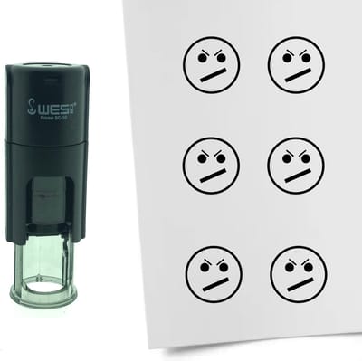CombiCraft Stempel Smiley Ontevreden 10mm rond - zwarte inkt