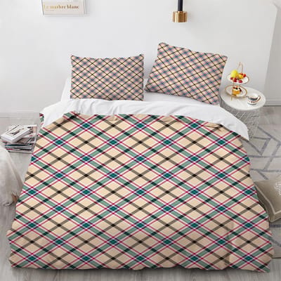 Ensemble Housse de Couette à Rayures Plaid Polyester Ensemble de Literie pour Enfants Adolescents Adultes King Queen Taille Complète Housse de Couette Noir et Blanc US Twin(172x218cm)