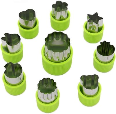 JeiibrZui Fruitvormpjes - Groentevormpjes - Ideaal Voor Snack Decoratie En Creatief Bakkoken - 9 Stuks - Voor Kinderen - Groen