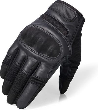 RAMBUX® - Fietshandschoenen - Zwart - Ademend PU Leer - Tactical Handschoenen - Fietsen - Airsoft - Touchscreen - Maat M
