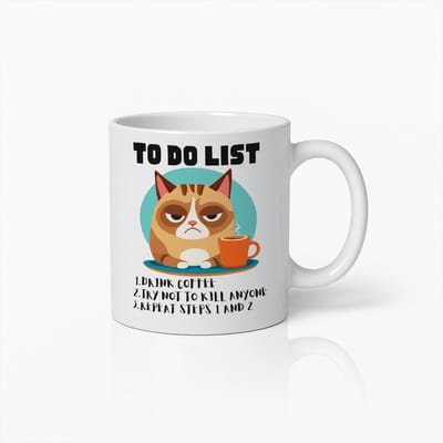 Grappige Chagrijnige Kat To Do List Koffiemok – Humoristische Keramische Beker voor Kattenliefhebbers – Uniek Cadeauidee