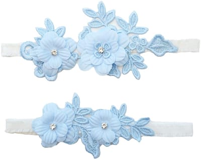 Dailygoods- Kousenband Bruiloft - Blauwe Kousenband - Kanten Kousenband - Sexy Kousenband - Bruidsaccessoires - Geschikt voor Beenomtrek 40-60 cm - Garter