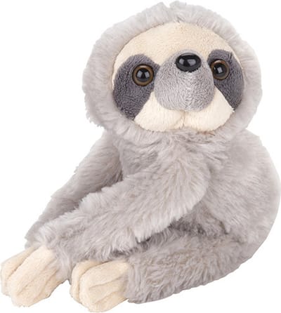 Nature Planet pluche knuffel - grijze luiaard - 17 cm - dieren knuffels - Ophangen met klitteband handjes