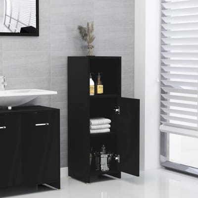 vidaXL - Badkamerkast - 30x30x95 - cm - bewerkt - hout - zwart