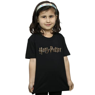 Harry Potter Katoenen T-shirt met logo voor meisjes (Zwart)