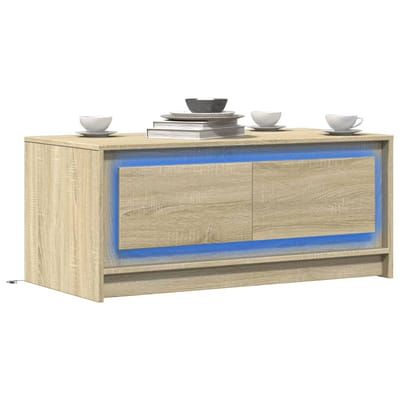 vidaXL - Salontafel - met - LED-verlichting - bewerkt - hout - sonoma - eikenkleurig