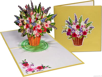Popcards popupkaarten – Verjaardagskaart Bloemen Gemengd Boeket Vriendschap Felicitatie Beterschap Troost pop-up kaart 3D wenskaart