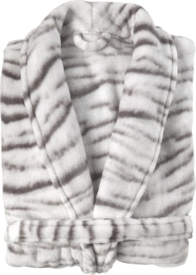 Zohome Badjas Siberian-White-Tijger - Kamerjas voor Dames en Heren - Maat S - Ochtendjas - Geschikt voor de Sauna - Grijs