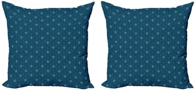 ABAKUHAUS Fleur De Lis Kussenhoezen Set – 2x40x40 – Dubbelzijdig Blauwgrijs