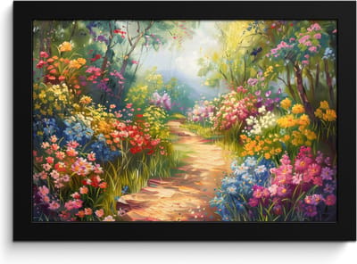 Poster in lijst - Fotolijst 30x20 cm - Posters - Natuur - Landschap - Bloemen - Kleurrijk - Posterlijst zwart - Decoratie - Wanddecoratie woonkamer - Muurdecoratie slaapkamer