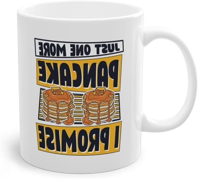 Just One More Pancake I Promise recepten liefhebbers koffiemok | Griddlecake pannenkoeken pannenkoeken maker mok wit (06500B)