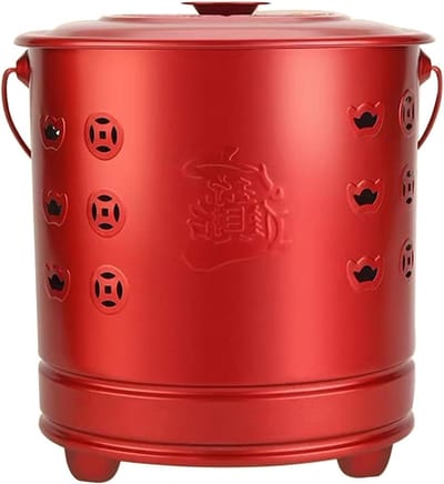 Vuurton Buiten - Tuinverbrandingsoven Draagbaar - Afval Verbranden - Hittebestendige Voering - 34 cm Hoog - Rood