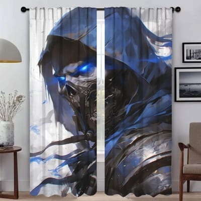 Skeleton Killer Home Interieur Gordijnen voor Woonkamer Verduisterend Gordijn Halloween Decoratie Shades Tule voor Slaapkamer Afscheiding W50xH70cmx2pcs-CL