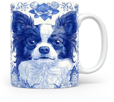 Mok Papillon Beker voor koffie of tas voor thee, cadeau voor dierenliefhebbers, moeder, vader, collega, vriend, vriendin, kantoor, opa, oma, hond, kerst, sinterklaas, verjaardag