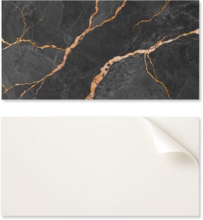 Zelfklevende vinylvloer met grafische print voor de keuken, 100x50 cm, elegant marmer met aderen.