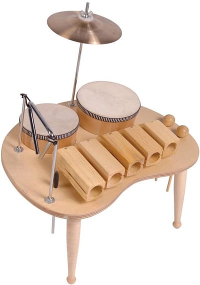 Muziektafel Hout - Percussie Tafel - Muziek Maken - Inclusief Triangel - 41 x 33 cm - Natuurlijk
