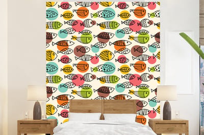 Behang - Fotobehang Stippen - Vis - Regenboog - Breedte 225 cm x hoogte 280 cm