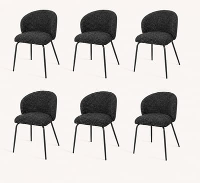 Eetkamerstoel Yasmina- set van 6 stuks Antraciet- zetelsenbedden Tafel en Stoel