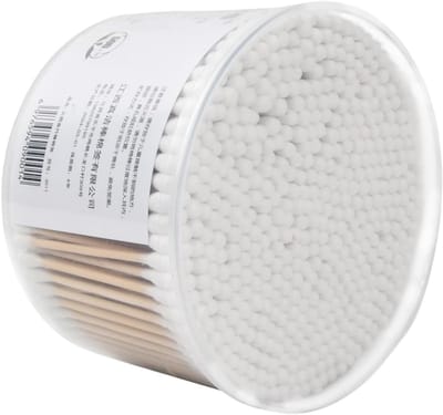Natuurlijke Bamboe Wattenstaafjes met Dubbele Ronde Tips voor Oren, Make-up en Toetsenborden - 500 Stuks