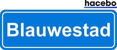 Hacebo - Plaatsnaam Sticker - 29x10 CM - Blauwestad sticker - Verkeersborden sticker - grappige cadeaus - Blauwestad