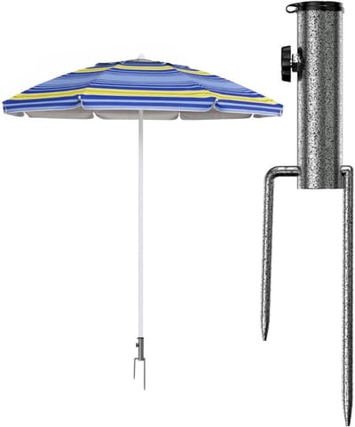 Grondspiesparasol, gazonspies voor parasol, afneembaar verstelbaar robuust grondanker, gazonspies parasolstandaard parasolhouder, parasolstandaard voor strandgras zand tuinparasol