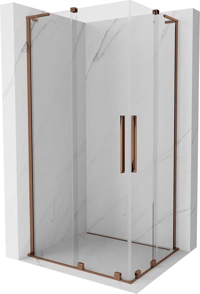 Mexen Velar L Duo schuifdouchecabine 90 x 80 , transparant, roze goud - 871-090-080-02-03-60