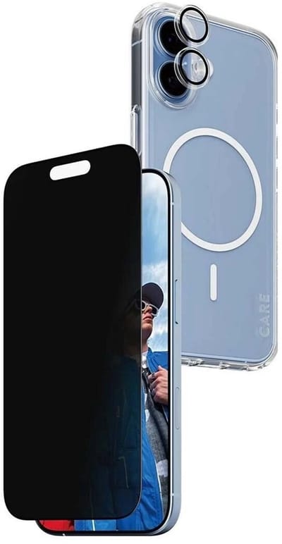 PanzerGlass, 3-in-1 Beschermingspakket Geschikt voor Apple iPhone 17 Flagship Model Privacy, Transparant