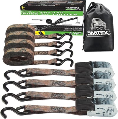 Ratelspanbanden - Spanbanden set - Vastzetten lading - Rubberen haken - 4 stuks 15 ft - Camouflage
