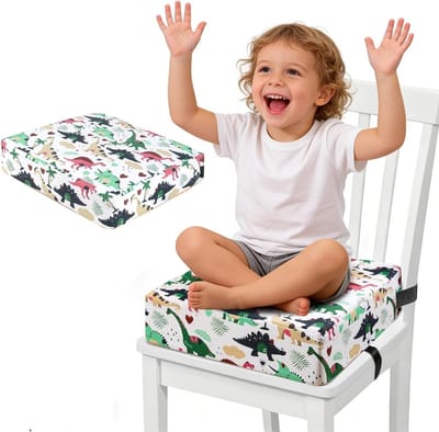 Verstelbare Kinderstoelkussen met Veiligheidsgordel - Afneembaar en Wasbaar - Antislip Booster voor Eten 32 x 32 x 8 cm, Ideaal voor Thuis en Op Reis