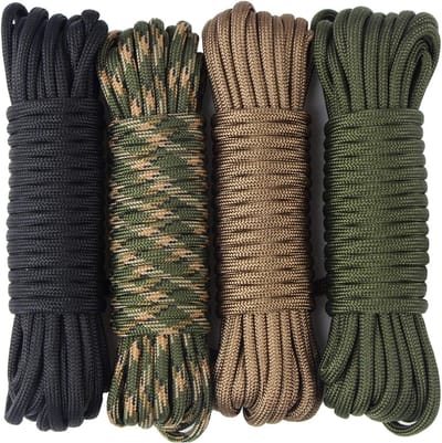 Dailygoods- Paracord Pakket 4x6 Meter - Paracord Touw 7 Strengen - Outdoor Survival - Sleutelhanger/Halsband - DIY Kit - Lichtgewicht Materiaal - Survivaltouw
