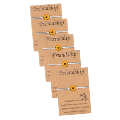 Bixorp Friends Vriendschapsarmbandjes voor 5 met Zonnebloem Wit Bandje - BFF Armband Meisjes - Best Friends Armband Vriendschap Cadeau voor Vijf