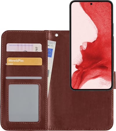 Hoesje - 2 in 1 - Geschikt voor Samsung Galaxy S22 Plus - Met Uitneembare Hard Cover - Bookcase - Wallet Case - Met Pasjeshouder - Book Case - Uitneembaar - Pashouder - Kunstleer - Bruin