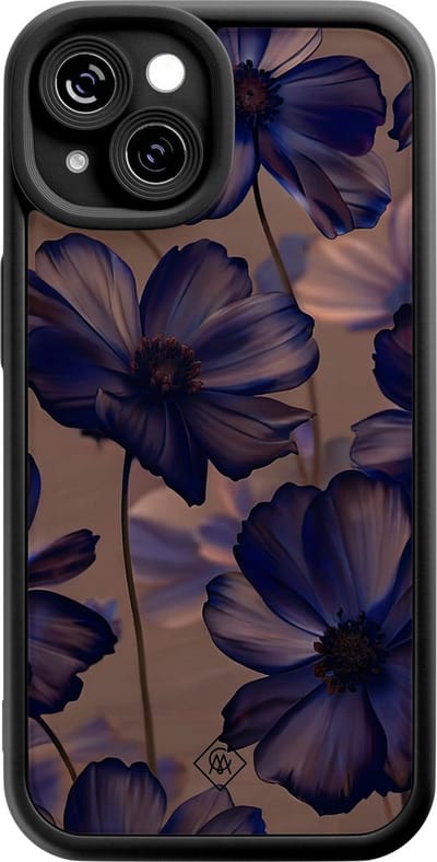 Casimoda® hoesje - Geschikt voor iPhone 14 - Twilight Petals - Effen telefoonhoesje met lensbescherming - Siliconen/TPU - Backcover - Paars
