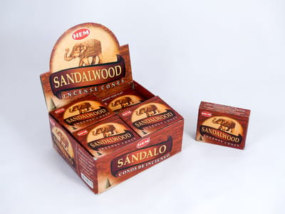 HEM Wierook Kegels / Cones - Sandelhout / Sandalwood - Voordeelbox (12 Pakjes / 120 Kegels)