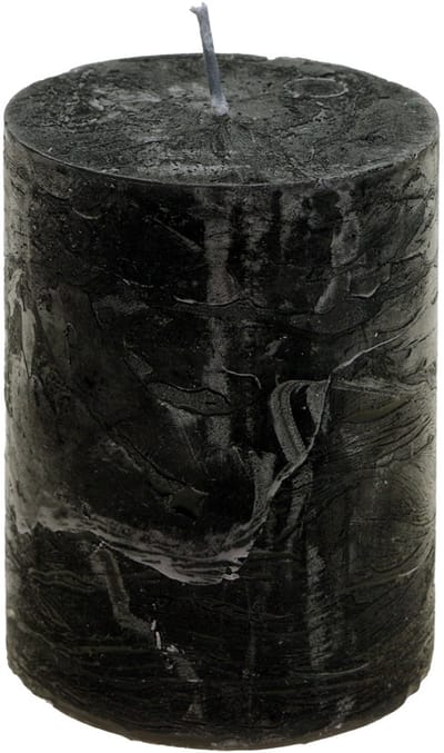 Zwarte pilaarkaarsen, door en door geverfd, 85x120mm, set van 2, rusti