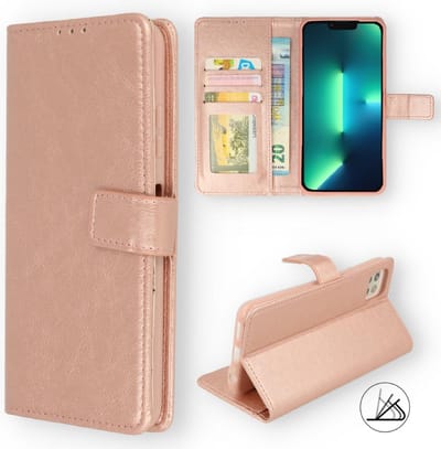 HB Hoesje Geschikt voor Apple iPhone 13 Rosegoud - Portemonnee Book Case met Pasjeshouder en Magneetlipje