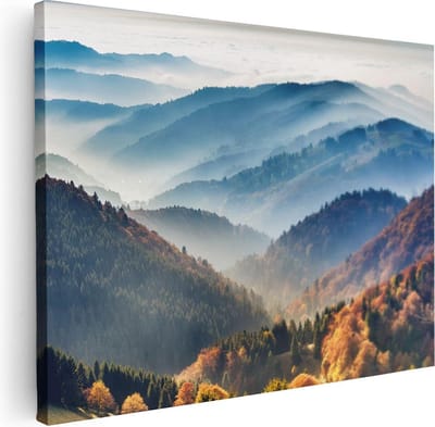 Artaza Canvas Schilderij Landschap - 40x30 cm - Klein - Wanddecoratie Bergen - Muurdecoratie Bos - Kamer Accessoires Herfst