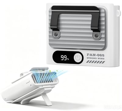 Draagbare Tailleventilator | Wit Oplaadbare Persoonlijke Ventilator | 5 Snelheden Sterke Borstelloze Motor | Digitaal Display Temperatuurbescherming | 3-in-1 Taille Nek Bureau | Voor Buitenwerk Bouw Reizen Kamperen| Cyslmuk®