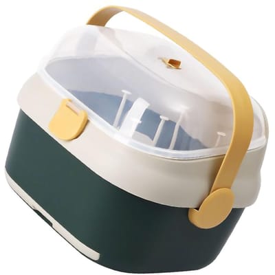 Egouttoir pour biberons Boîte de rangement pour biberons avec évent pivotant Couvercle anti-poussière Plateau d'égouttage Support amovible gray